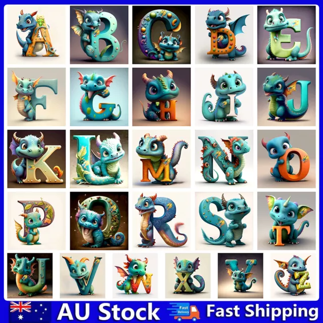 5D DIY Full Drill Diamond Painting Dinosaur Letter Embroidery Kit Art Craft Deco