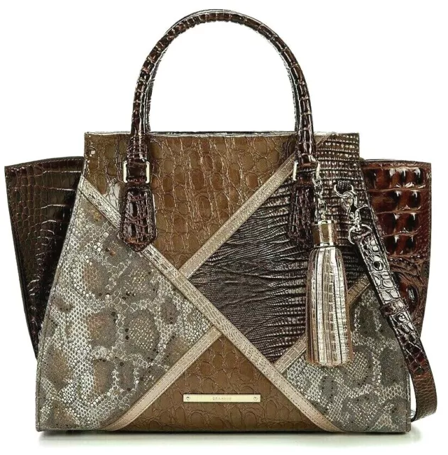 BRAHMIN PRISCILLA Satchel Tempera Gold Bronze Croc Python Patchwork Leather 1 200.00 PicClick