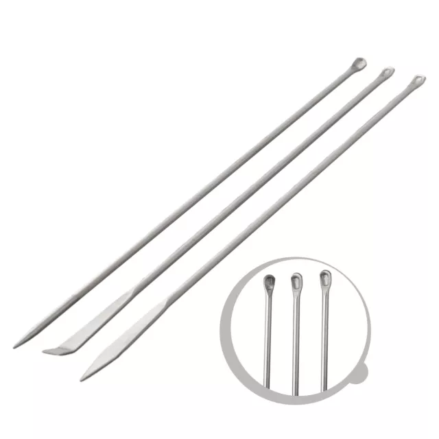 3 Pièces Acier Inoxydable Micro Cuillère Décolleté Spatule for Lab Poudre Mesure