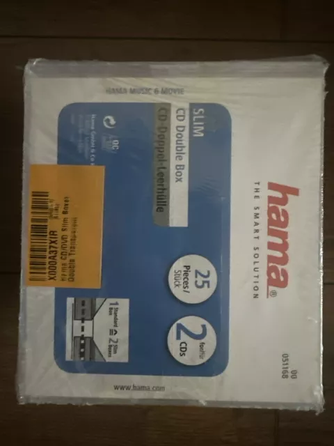 Hama 51168 Slim CD Double Cases Pack of 25 - Transparent