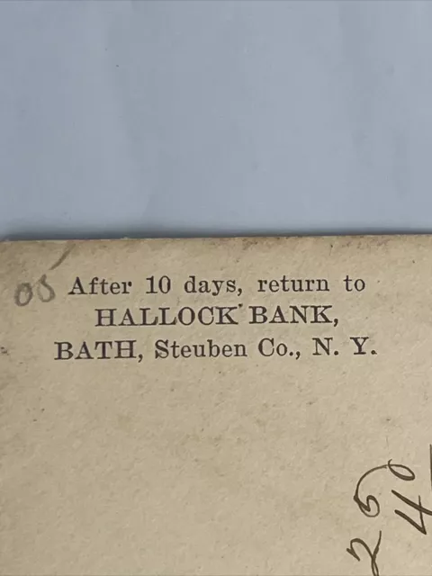 BATH NEW YORK 1898 Hallock Bank Steuben County Bath New York 1898 ...