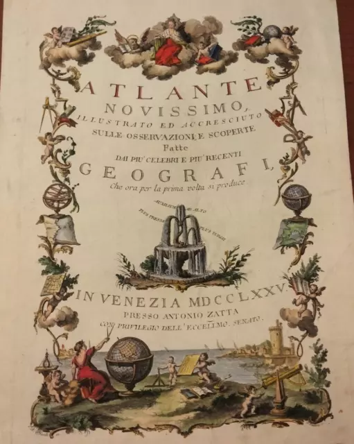 1775 Antonio Zatta Venezia Frontespizio Atlante Novissimo