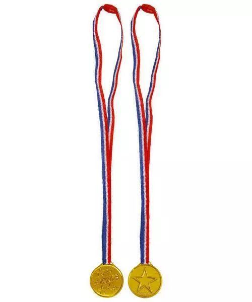 Kids Children Gold Plastic Winners Medals Sports Day Party Bag Prize Awards Toys 2