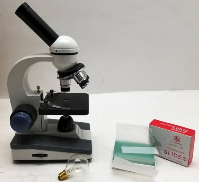 AM SCOPE Black & White Microscope With Clear Slides