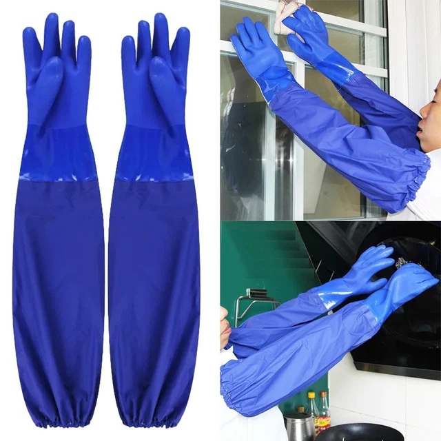 Blue Househeld Gloves Rubber Protective Mitts Work Gloves  Washing