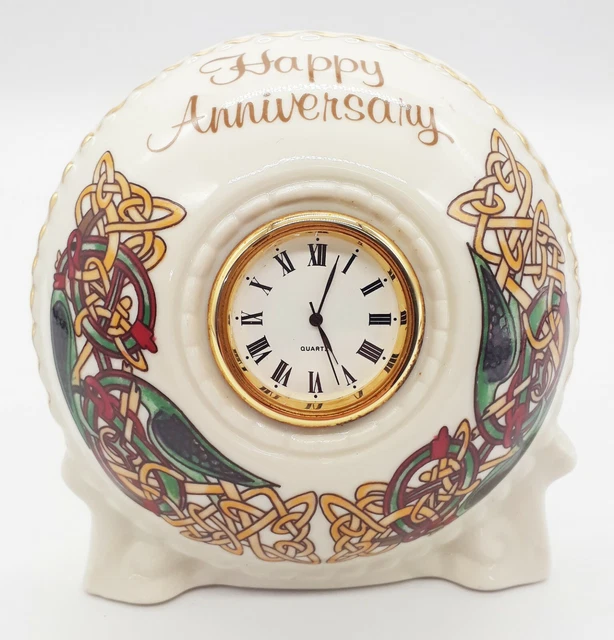 CRE IRISH CELTIC Knot Porcelain "Happy Anniversary" Clock signed Joe