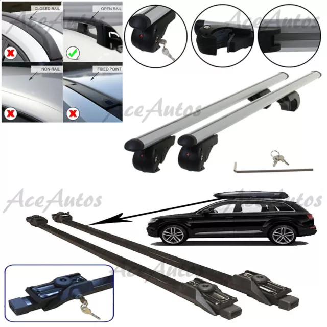 Aluminium & Black Steel Car Roof Rack Bars Lockable Anti-Theft Luggage Carrier