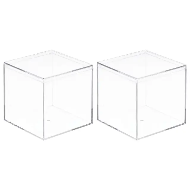 Transparente Acrílico Plástico Almacenamiento Caja,9.5x9.5x9.5cm Paquete de 2