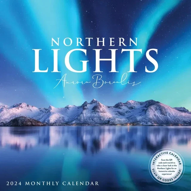 MARBLE CITY NORTHERN Lights Aurora Borealis 2024 Wall Calendar w 15.