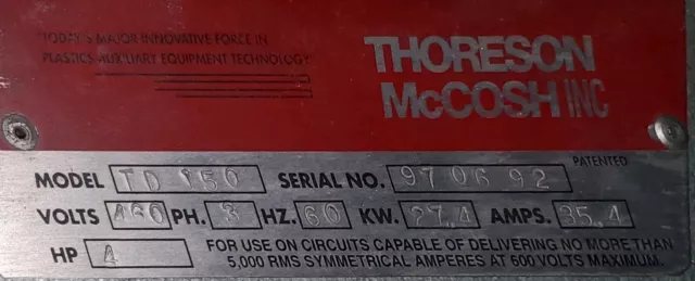 Thoreson McCosh TD-150 Desiccant Resin Dryer