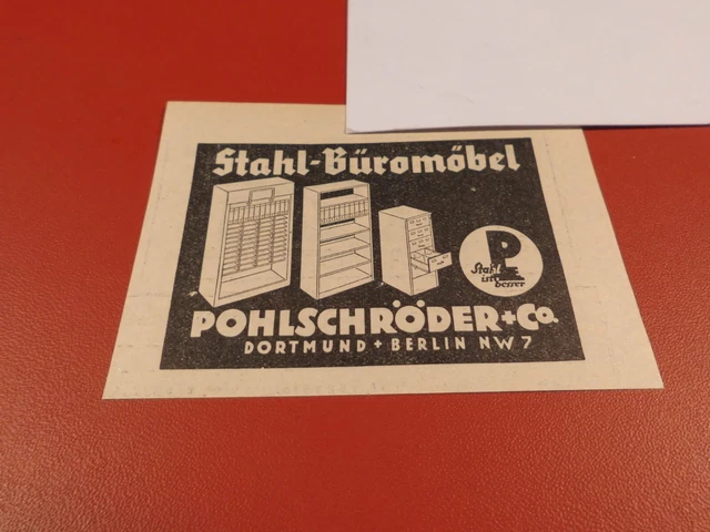 POHLSCHRÖDER + CO. Dortmund Berlin, Stahl - Büromöbel :Werbeanzeige 1937