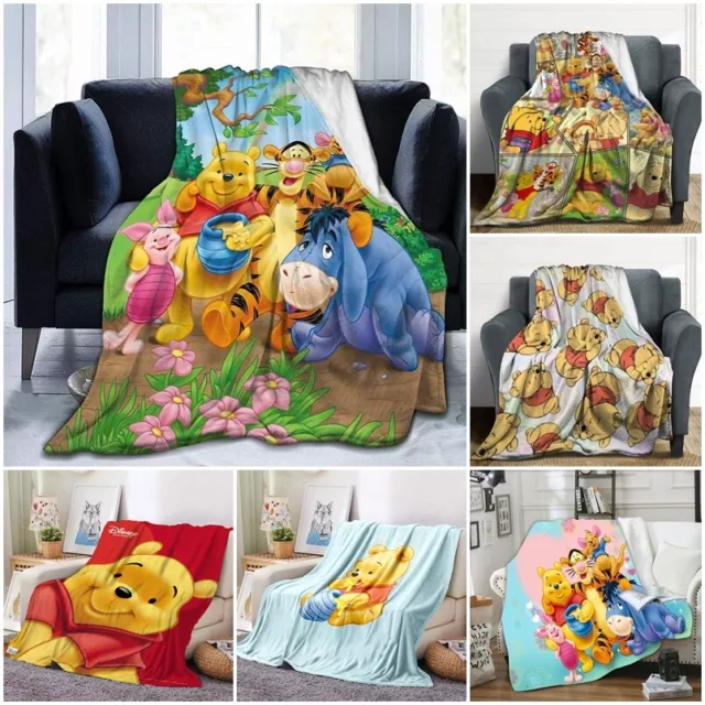 Winnie the Pooh Flannel Blanket Cozy Sofa Bed Warm Throw Over Bedspread Gift