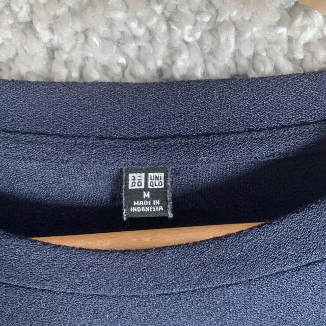Uniqlo Damen-T-Shirt marineblau durchsichtige Box-Passform Größe Medium 4