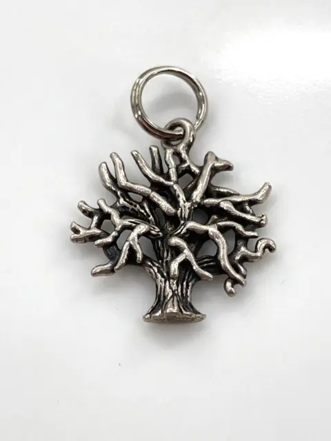 Gnarly Head Vine Thorny Tree Wisdom Gothic Sterling Silver 3d Charm Pendant 925