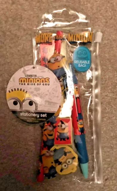 Minions The Rise of Gru Stationery Set in Reusable Bag - BRAND NEW