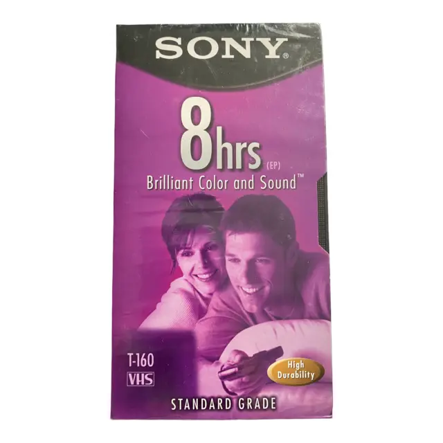 SONY 8hrs EP Standard Grade T160 VHS Tapes (2) Brilliant Color Sound Sealed New