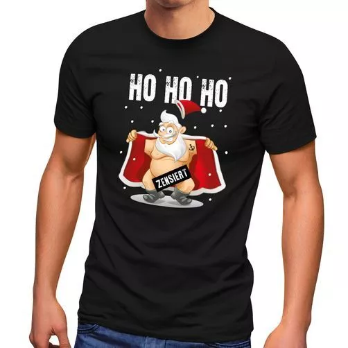 Herren T-Shirt Weihnachten Weihnachtsmann zensiert HoHoHo Fun-Shirt Ugly