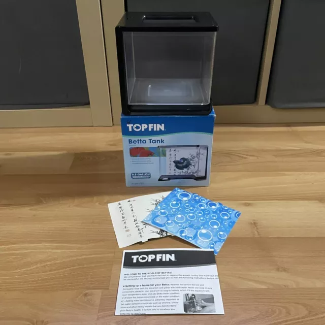 Top Fin Betta Tank 0.5 Gallon Desktop / Wall Mount Aquarium TF-13-013 USED