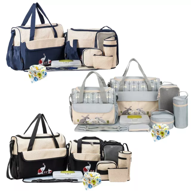 11PCS Mummy Diaper Bags Maternity Baby Nappy Shoulder Bag Mom Dad Diaper Handbag