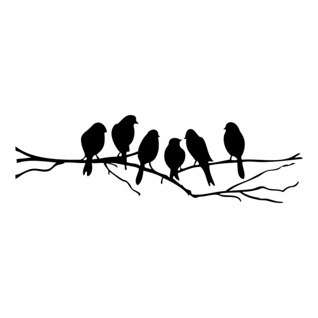 4X(VoeGEL AUF EINEM DRAHT Wandaufkleber Voegel Wandaufkleber Zitat Vinyl Waa