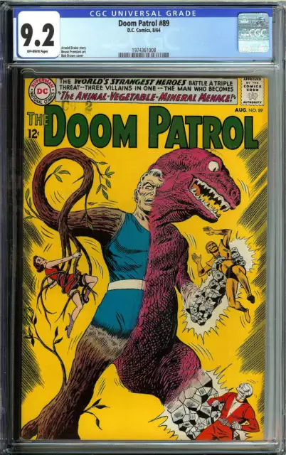Doom Patrol #89 Cgc 9.2 Ow Pages // 1St App Animal Mineral Vegetable Menace 1964