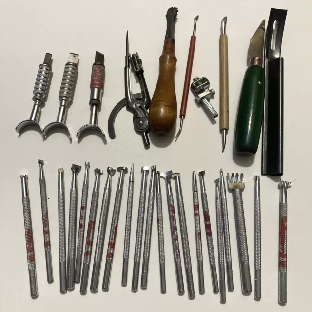 Lote de Colección de Herramientas de Cuero Artesanía Herramientas de Trabajo de Estampado