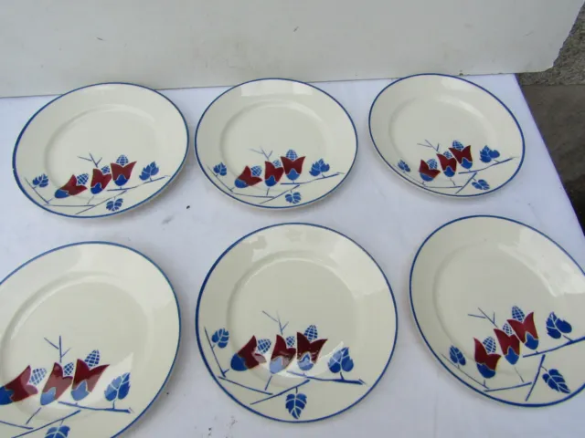 a..lot de 6 assiettes plate k g luneville lucile terre de fer