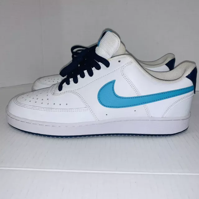 MENS NIKE COURT VISION LOW DM1187-100 White/Turquoise Blue/Blue Void ...