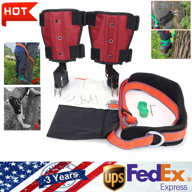 Anti Skid Tree Climbing Double Gear, Climbing Spike W/ Harness Safety Belt, NEW