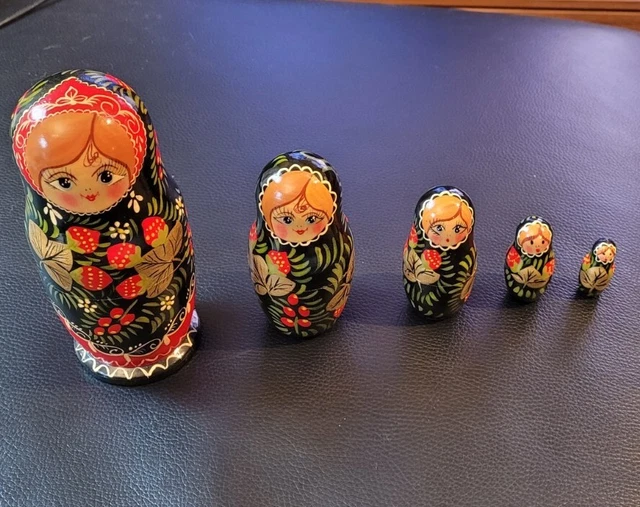 Russische Matroschka Holzpuppe 5 Steckpuppen 18cm über 30 Jahre alt