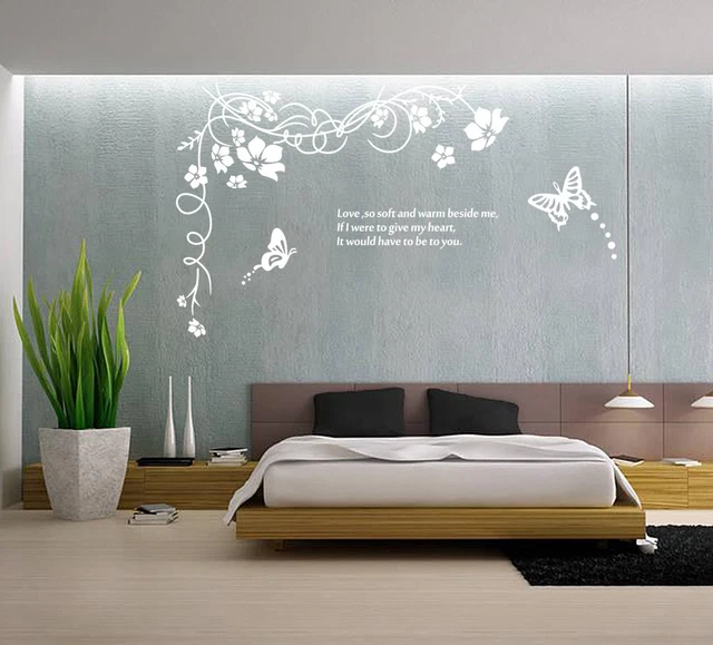 BUTTERFLY VINE FLOWER Vinyl Wall Art Stickers, Wall Decals, Wall