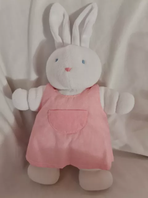 Doudou peluche lapin blanc éponge combinaison rose KLORANE tbé ancien modèle
