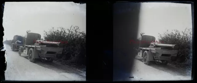 France Gros Canon c1915 Photo NEGATIVE Plaque de verre Stereo Vintage V33L3n