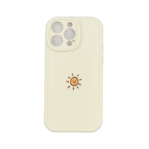 Cartoon Sun on Beige background Silicone Phone Case for iPhone 14 Pro Max