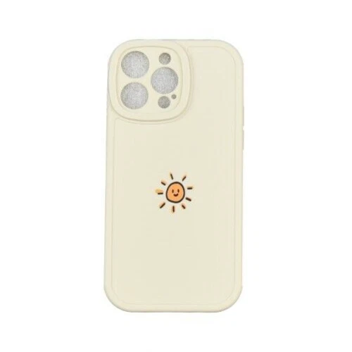 Cartoon Sun on Beige background Silicone Phone Case for iPhone 14 Pro Max