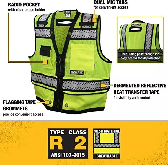 DEWALT DSV521 HEAVY DUTY Class 2 Heavy Duty Surveyor Vest 2