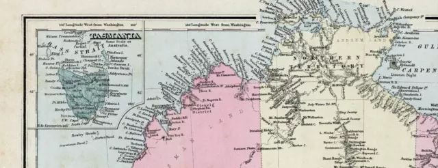 1876 O. W. Gray & Sons "Grays New Map of Australia"  (Original Map, Color) 3