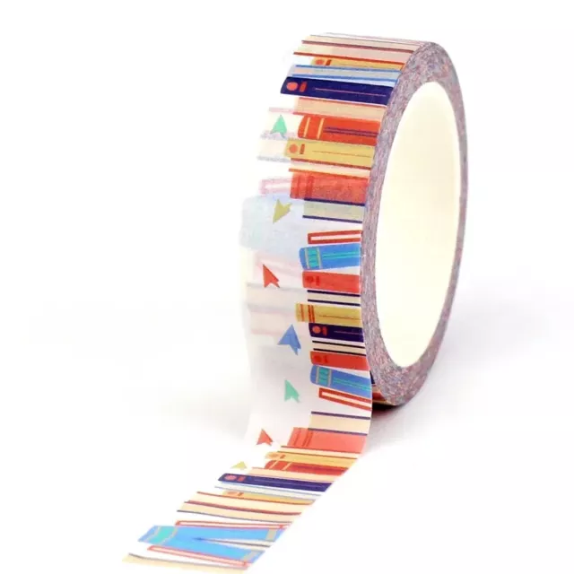 Colourful Books Washi Tape Library Stack Paper 15mmx10M Masking Adhesive Bujo