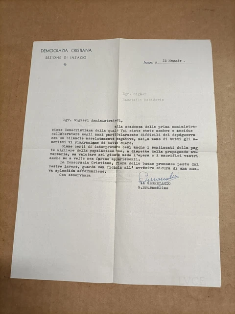Documento - Democrazia Cristiana - Sezione Di Inzago