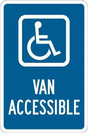 Brady 123869 Handicap Parking Sign, 12" W, 18" H, English, Aluminum, Blue, White