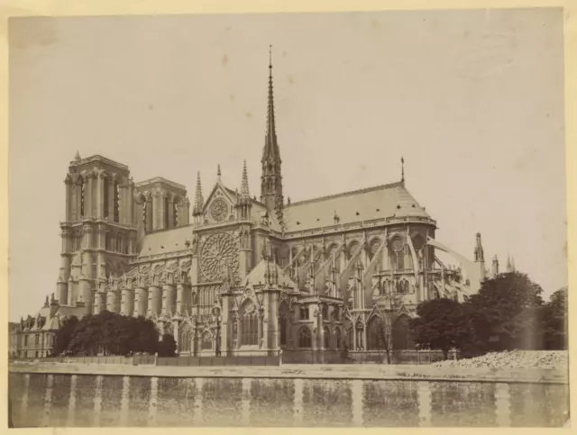 France, Cathédrale Notre-Dame de Paris Vintage Albumen Print Tirage albuminé