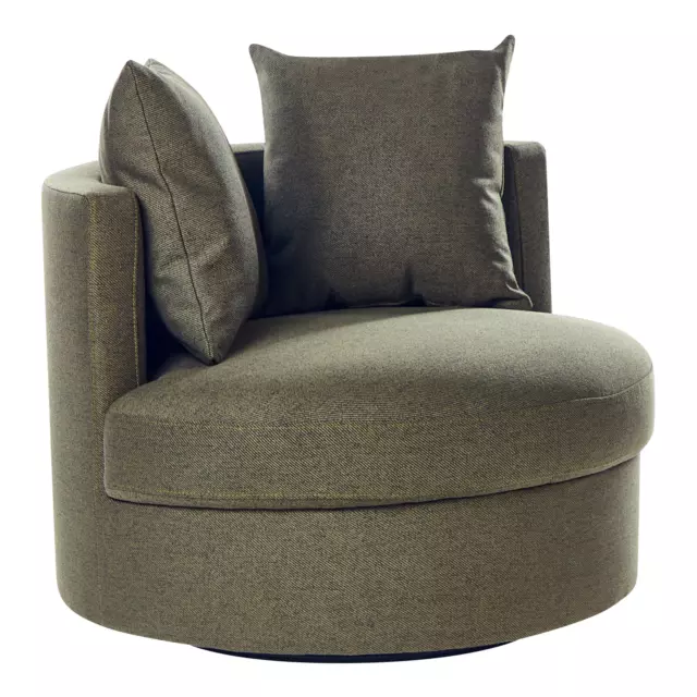 Fauteuil Pivotant Moderne Glam en Tissu avec Coussins Dossier Rond Base en Fer