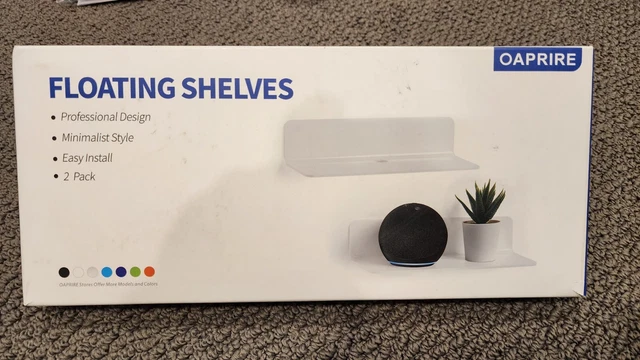 White Floating Shelves Wall Mounted Acrylic Hanging Shelves For Bedroom Set Of 2