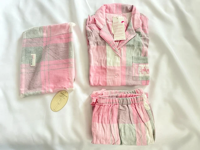 NEW PETER ALEXANDER Pink Grey Cotton Flannelette Buffalo Check Pj