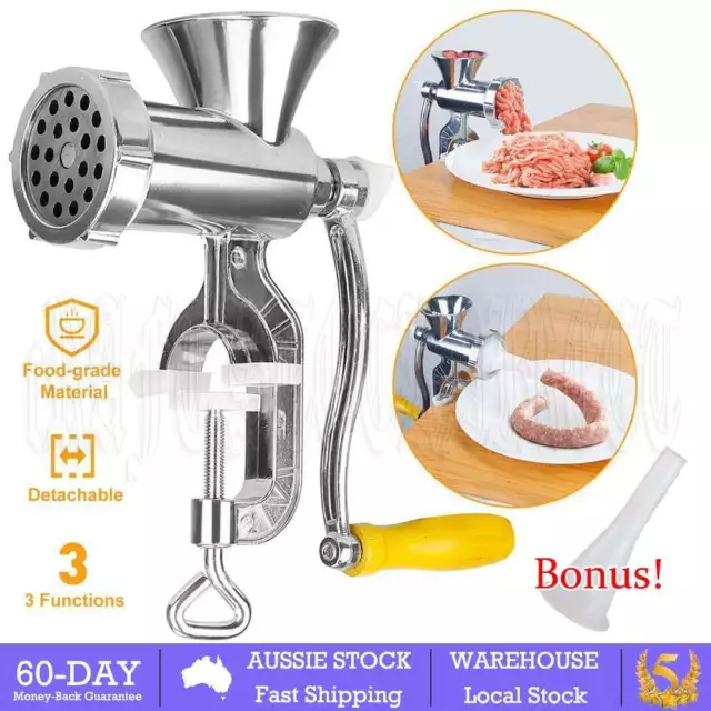 Meat Grinder Manual Kitchen Home Mincer Stuffer Table Hand Sausage Filler Maker