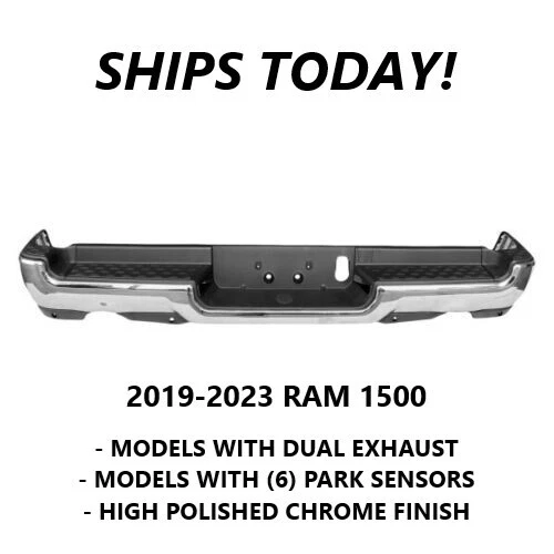 NEW COMPLETE CHROME Rear Bumper Assembly For 20192023 RAM 1500 Dual