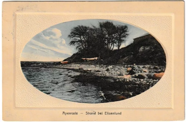 Ansichtskarte Apenrade/Aabenraa - Strand bei Elisenlund - 1911 Prägekarte !!