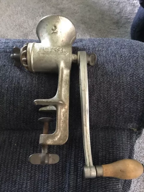 Vintage Universal # 2 Metal Meat Grinder With Clamp