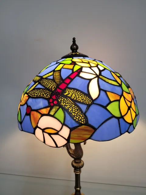 Lampada in stile Tiffany vetro colorato e ottone lume antico vintage antiquariat 2