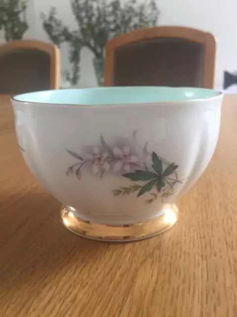 Vintage Bone China Sugar Bowl "Louise"  by Queen Anne  Mint Floral Leaf Gilt